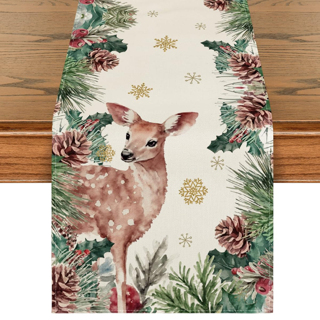 Reindeer & Pinecone Christmas Table Runner