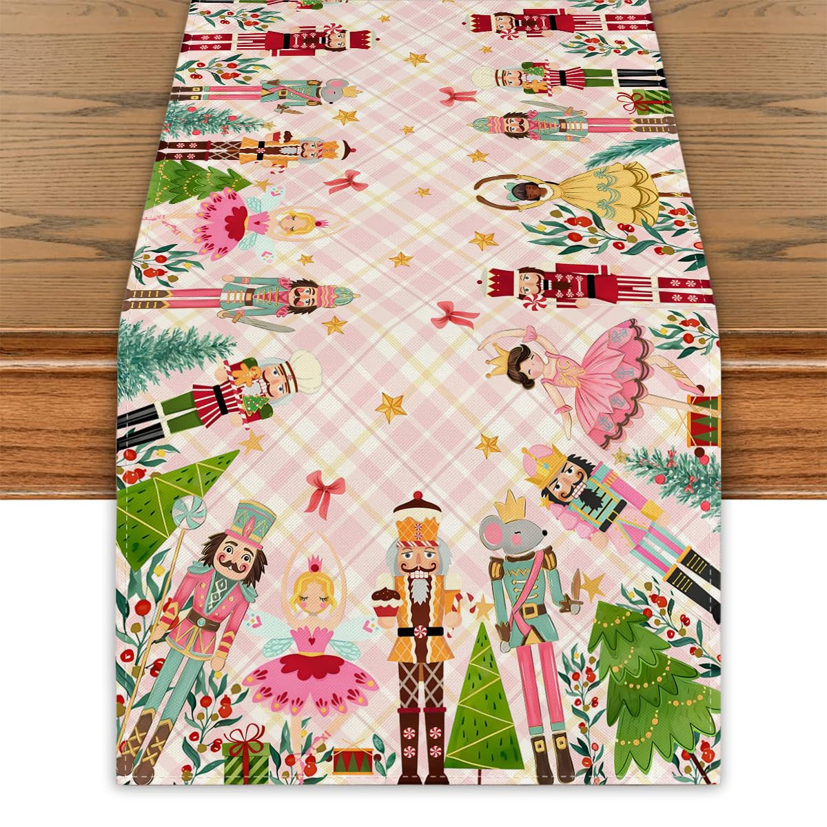 Pink Nutcracker Christmas Table Runner