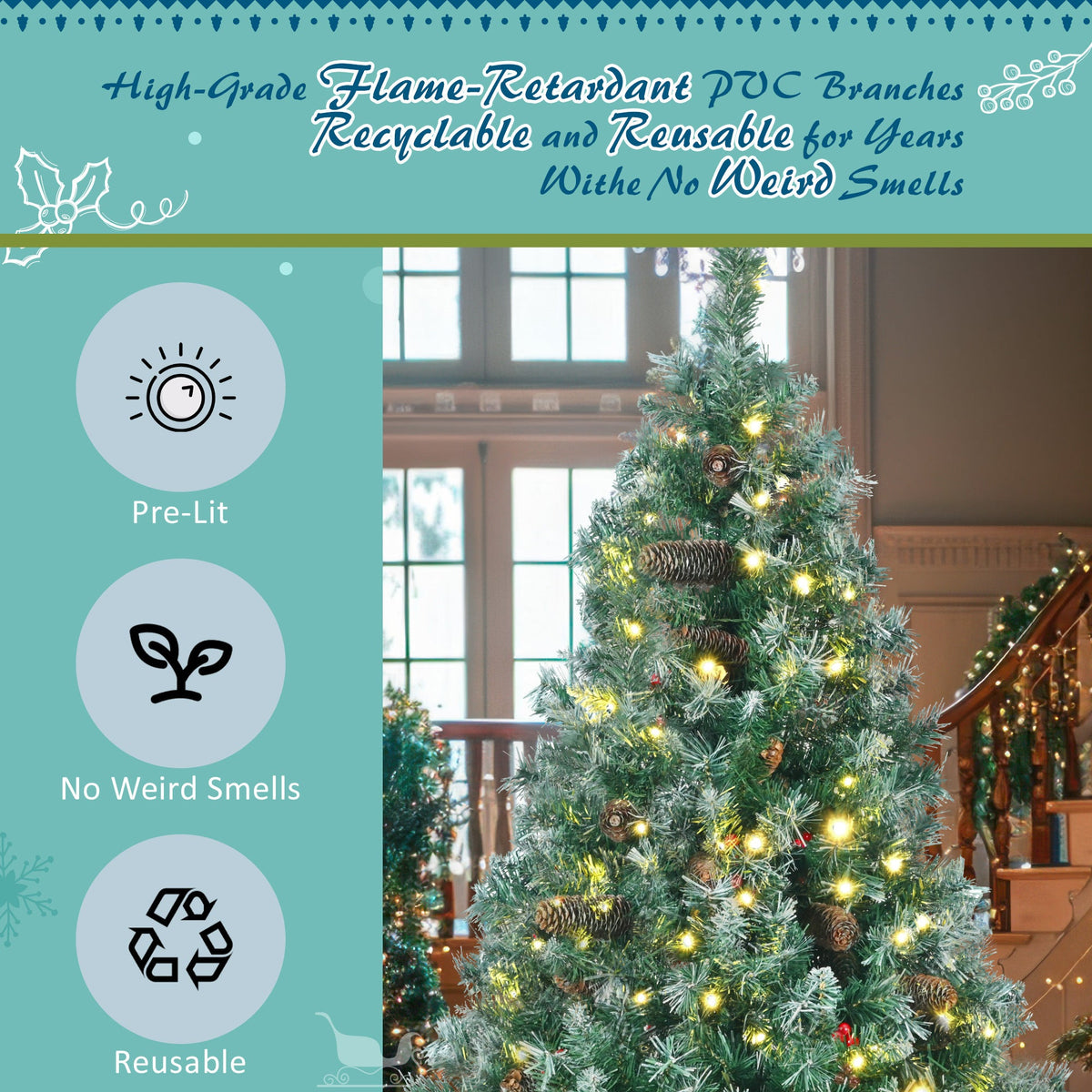 6ft Dark Green Pine Christmas Tree