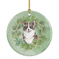Corgi Christmas Wreath Ceramic Ornament